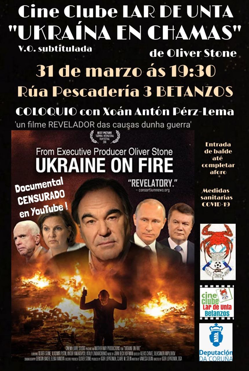 Cineclube Lar de Unta. Documental “Ucraíña en chamas” de Oliver Stone